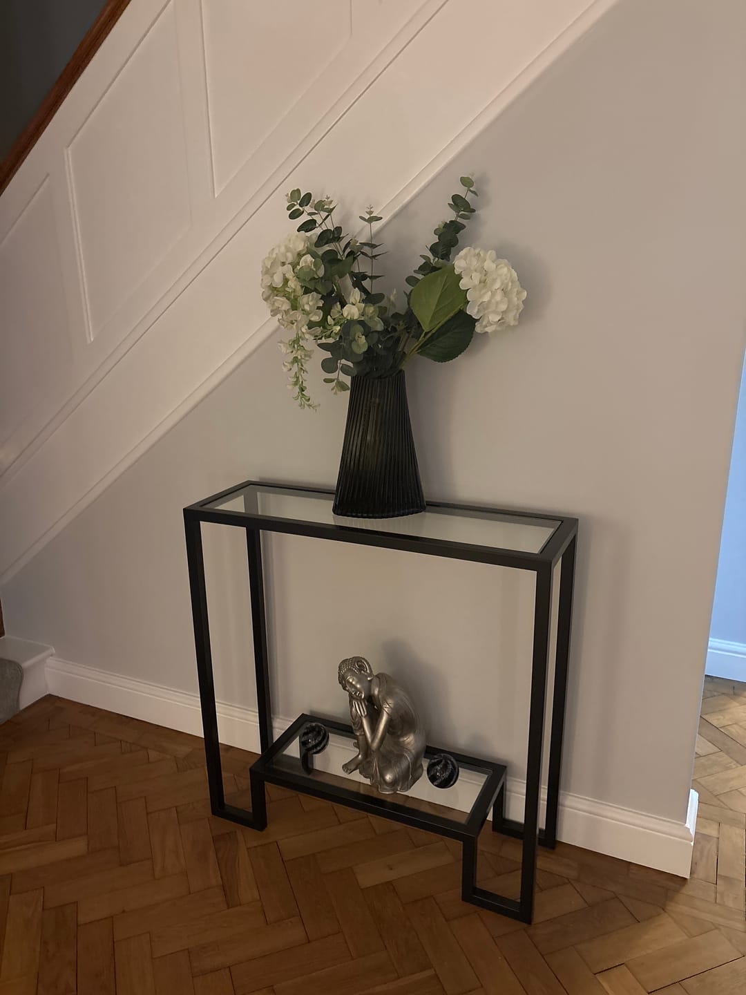 Customer photo review of Hudson Glass Metal Console Table - Dark Bronze