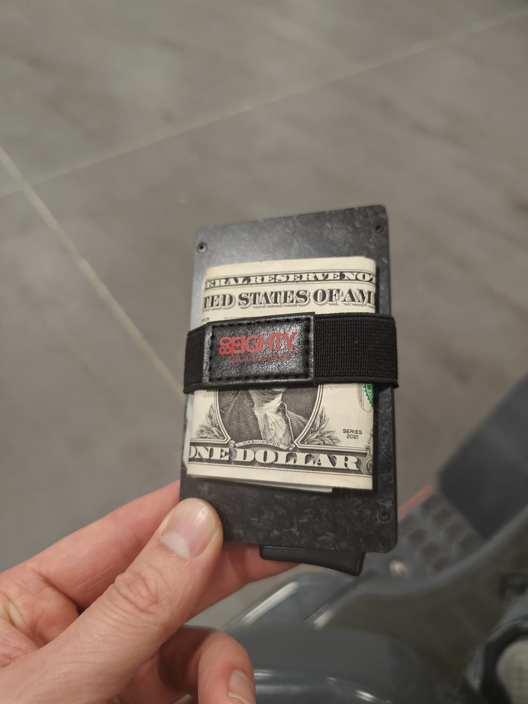 Customer photo review of 80Eighty® Minimalist Forged Carbon Wallet
