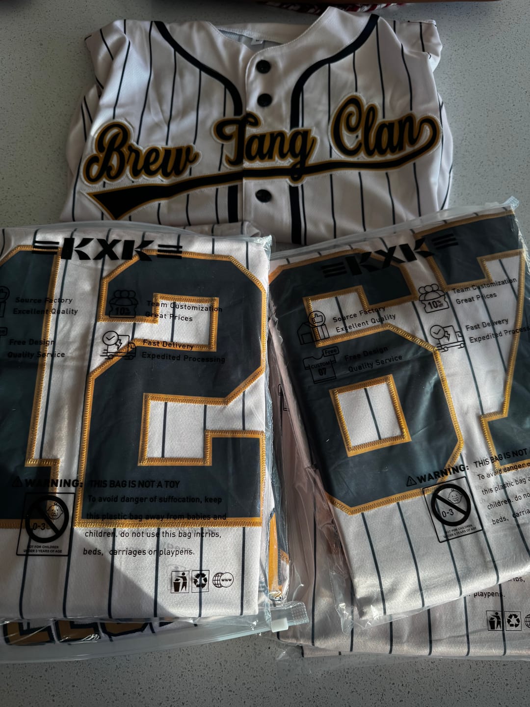 Customer photo review of Custom Cream Black Stripe Fashion Raglan Sleeves Authentic Baseball Jersey