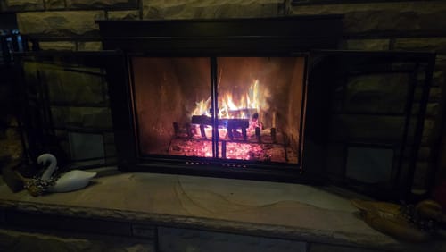 Customer photo review of Farnsworth Oil Rubbed Bronze Masonry Fireplace Door | Standard Sizes