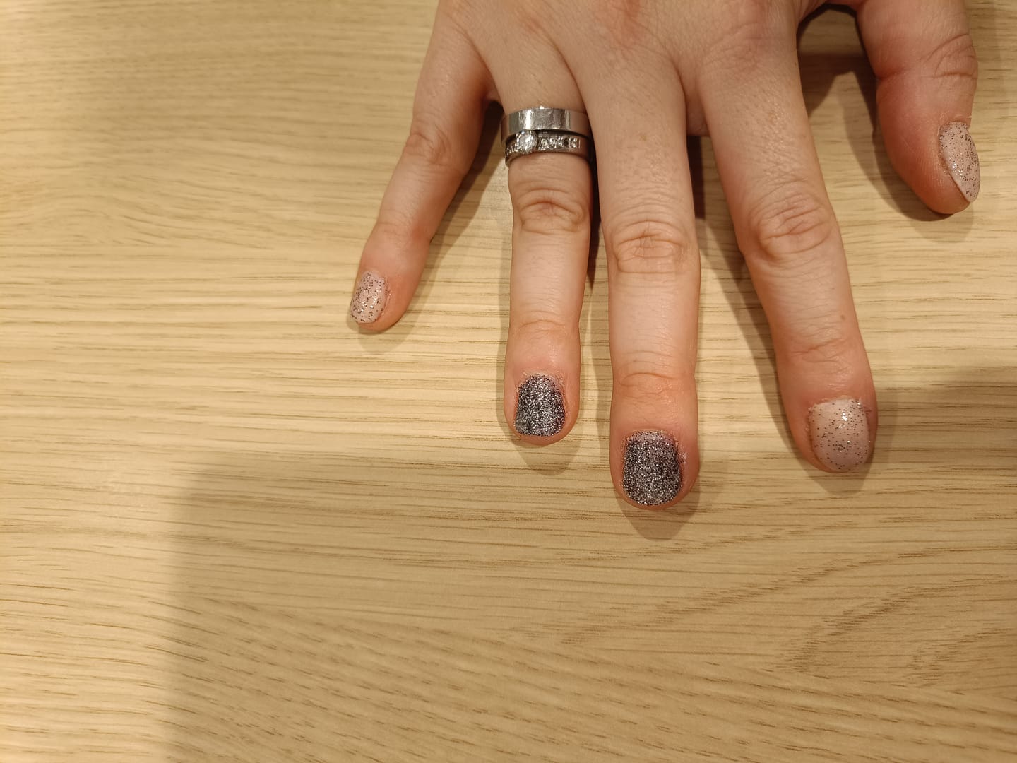 Customer photo review of Crystal Silver Dipping Powder