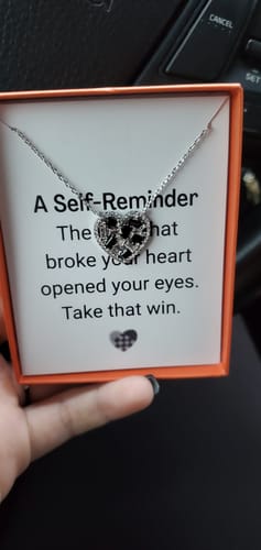 Customer photo review of Take That Win Broken Pieces Black Heart-Shaped Necklace