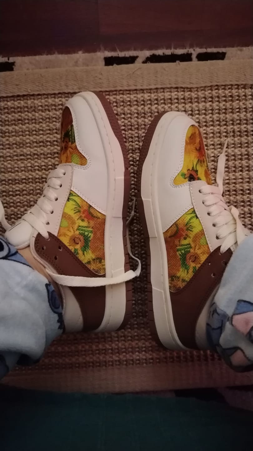 Customer photo review of Van Gogh Sunflowers inspired sneakers