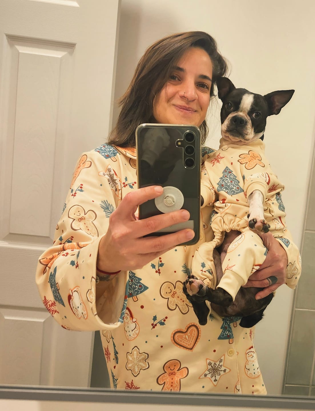 Customer photo review of Dog Christmas Pajama - Frosty Night