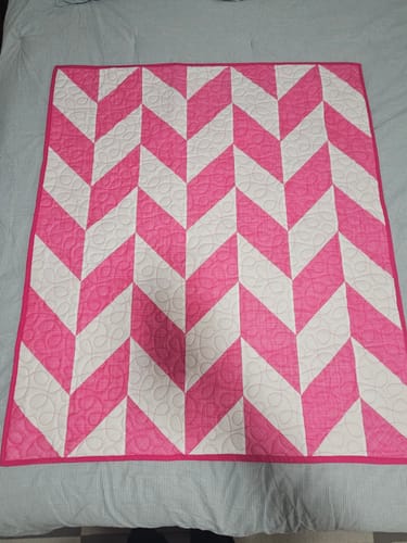 Customer photo review of Little Zig Zags in Pink Pre-Cut Baby Quilt