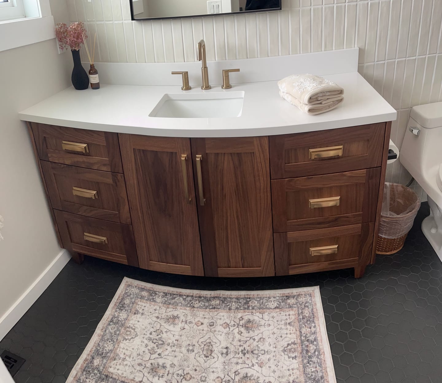 Customer photo review of Bridgeport 60" American Black Walnut Bathroom Vanity