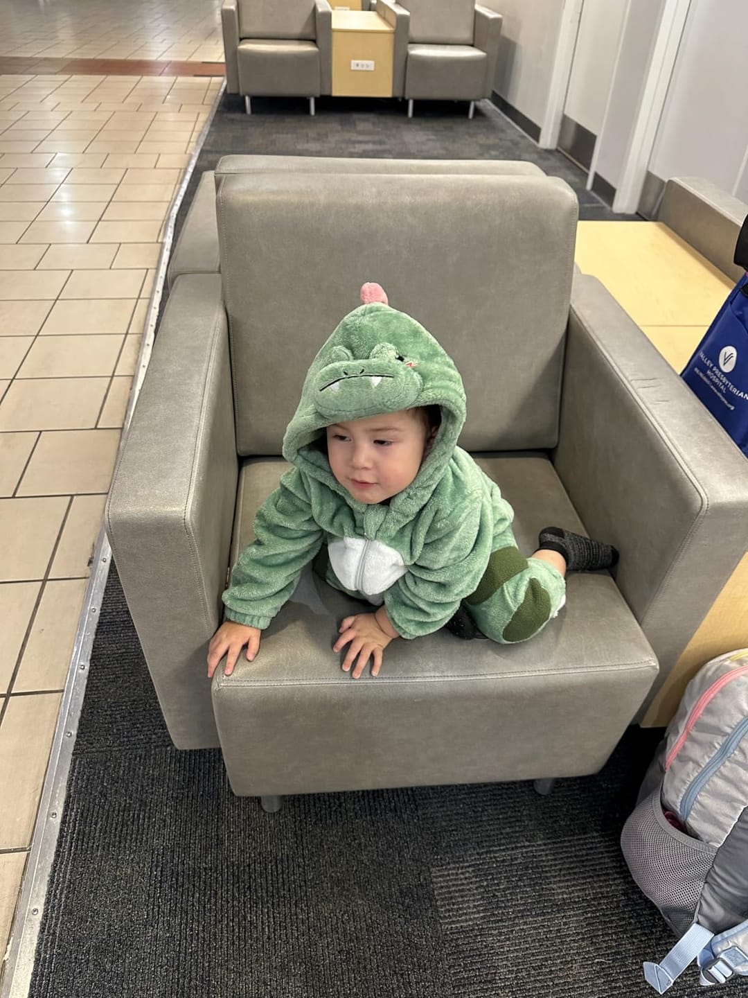 Customer photo review of OLAOLA Baby's Dinosaur Animal Onesie Plush Soft Flannel Warm Home Pajamas One-Piece Sleepwear Toddler Romper