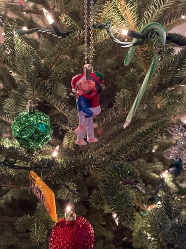 Customer photo review of Personalized Pajama Couple Acrylic Ornament With Name & Design on Matching Sweater Best Christmas Surprise For Couple