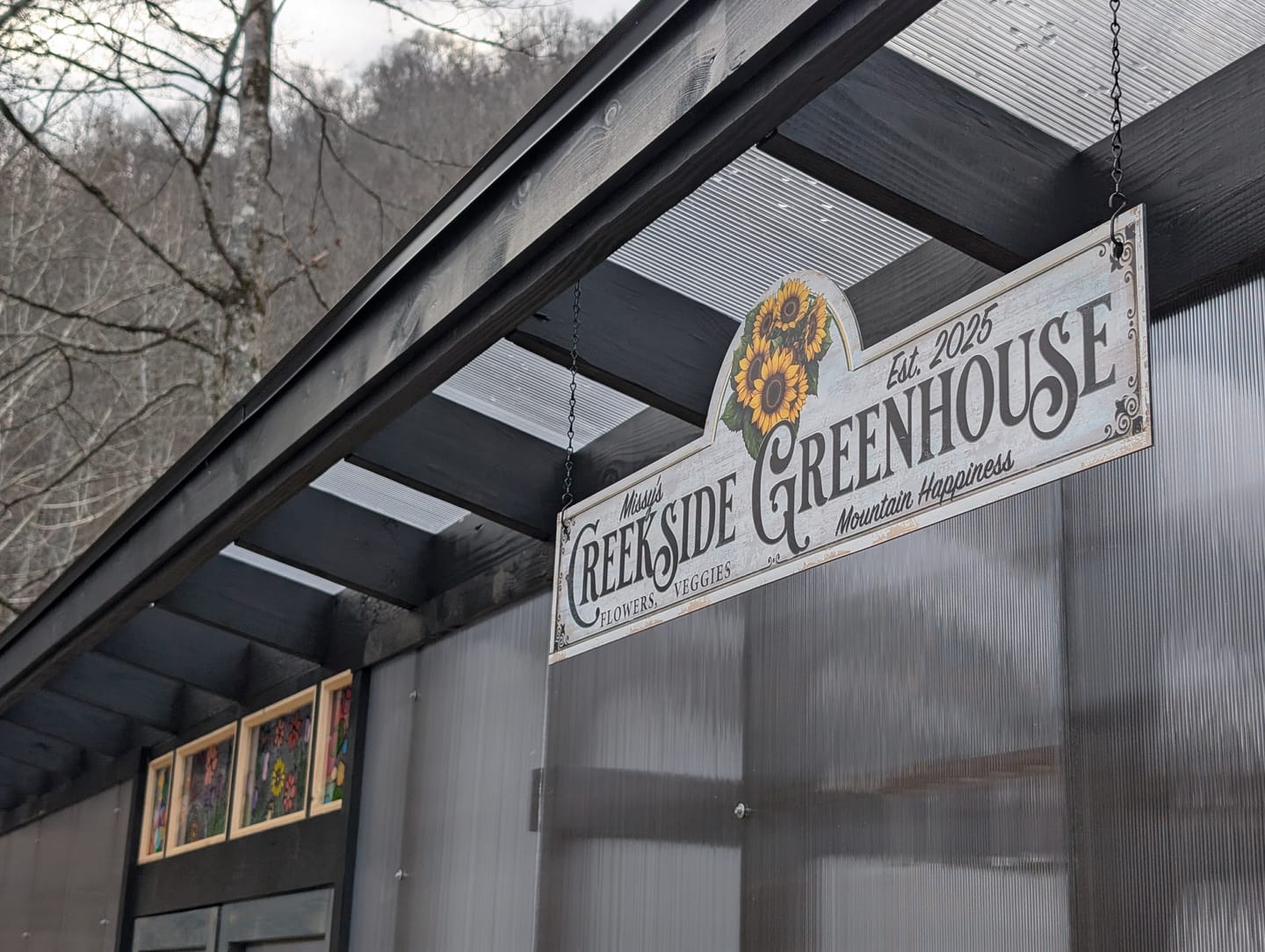 Customer photo review of Metal Farm Entrance Signs - White Sunflower Sign
