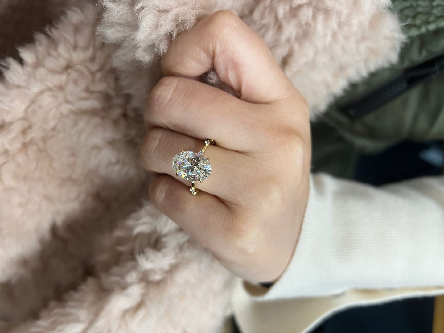 Customer photo review of S925 Yellow Gold 5.5Ct Oval Cut Engagement Ring In Sterling Silver
