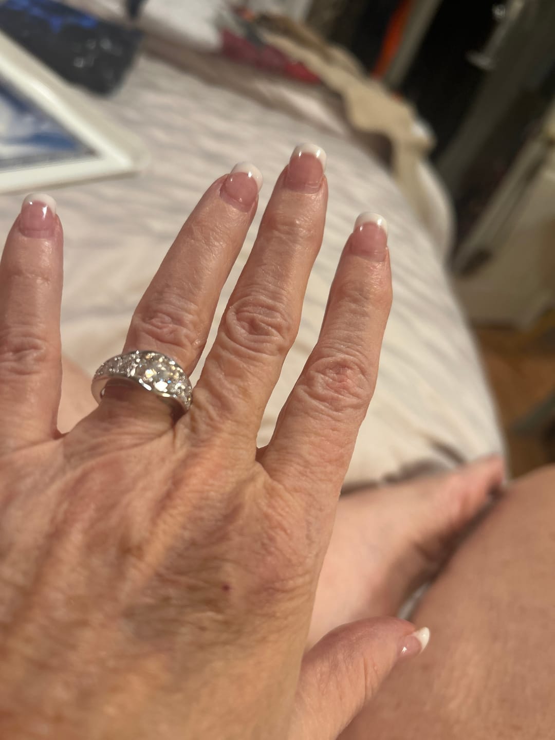 Customer photo review of Bezel Round Moissanite Channel Euro Shank Engagement Ring