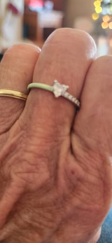 Customer photo review of Like Mother Like Daughter Matching Half Enamel Heart-Cut Rings