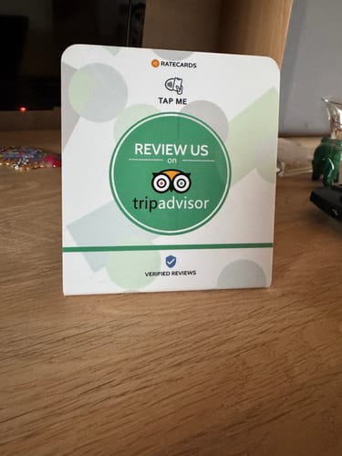 Customer photo review of RATECARDS™ - Tripadvisor Review Stand