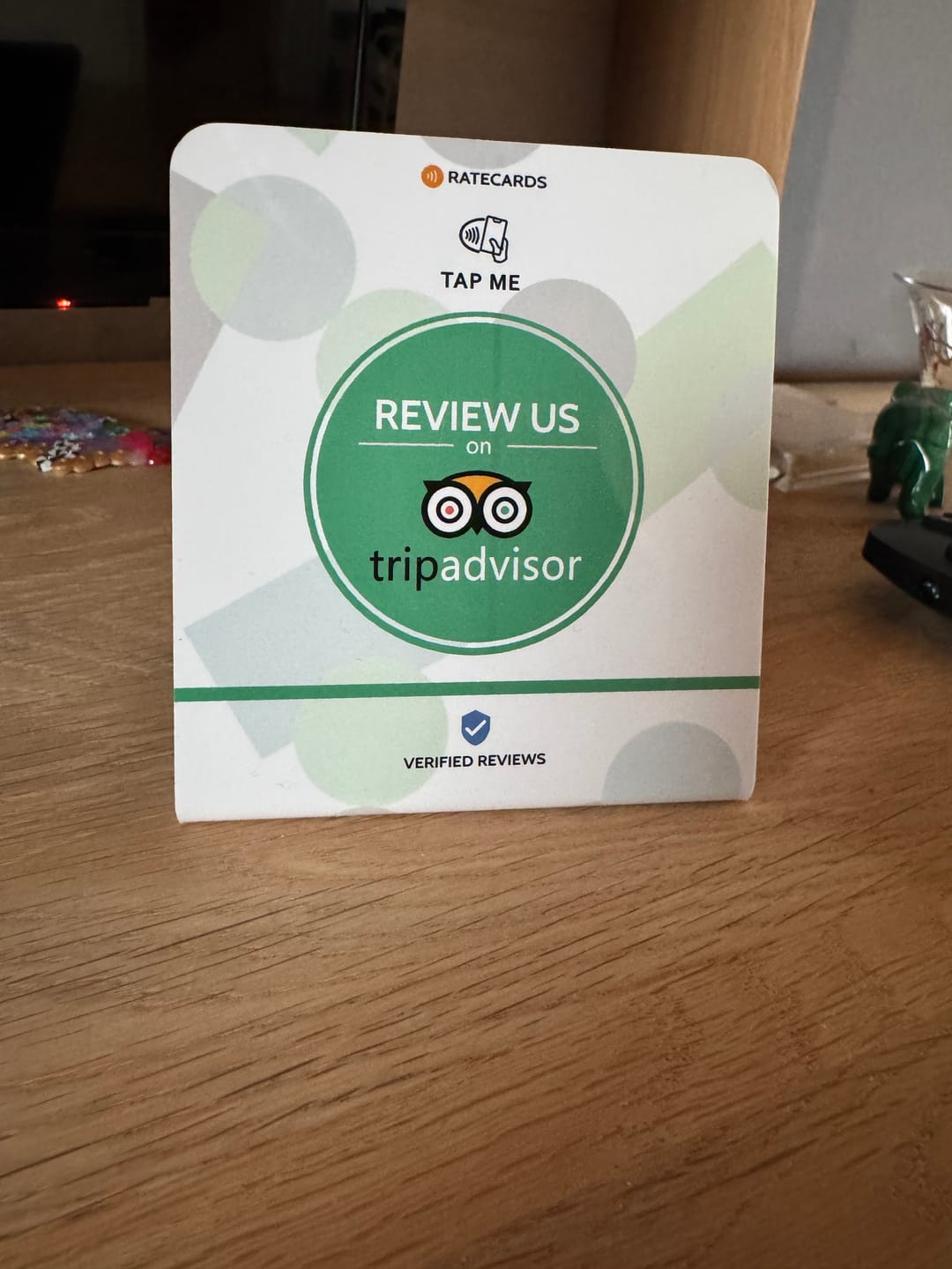 Customer photo review of RATECARDS™ - Tripadvisor Review Stand