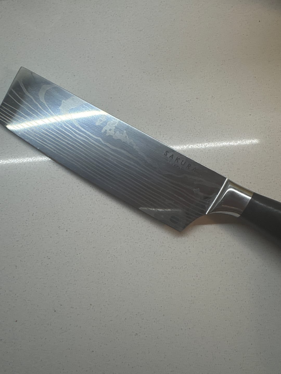 Customer photo review of Cuchillo Cleaver Sakura Pro Stainless Steel Brown Ébano 30 Cms