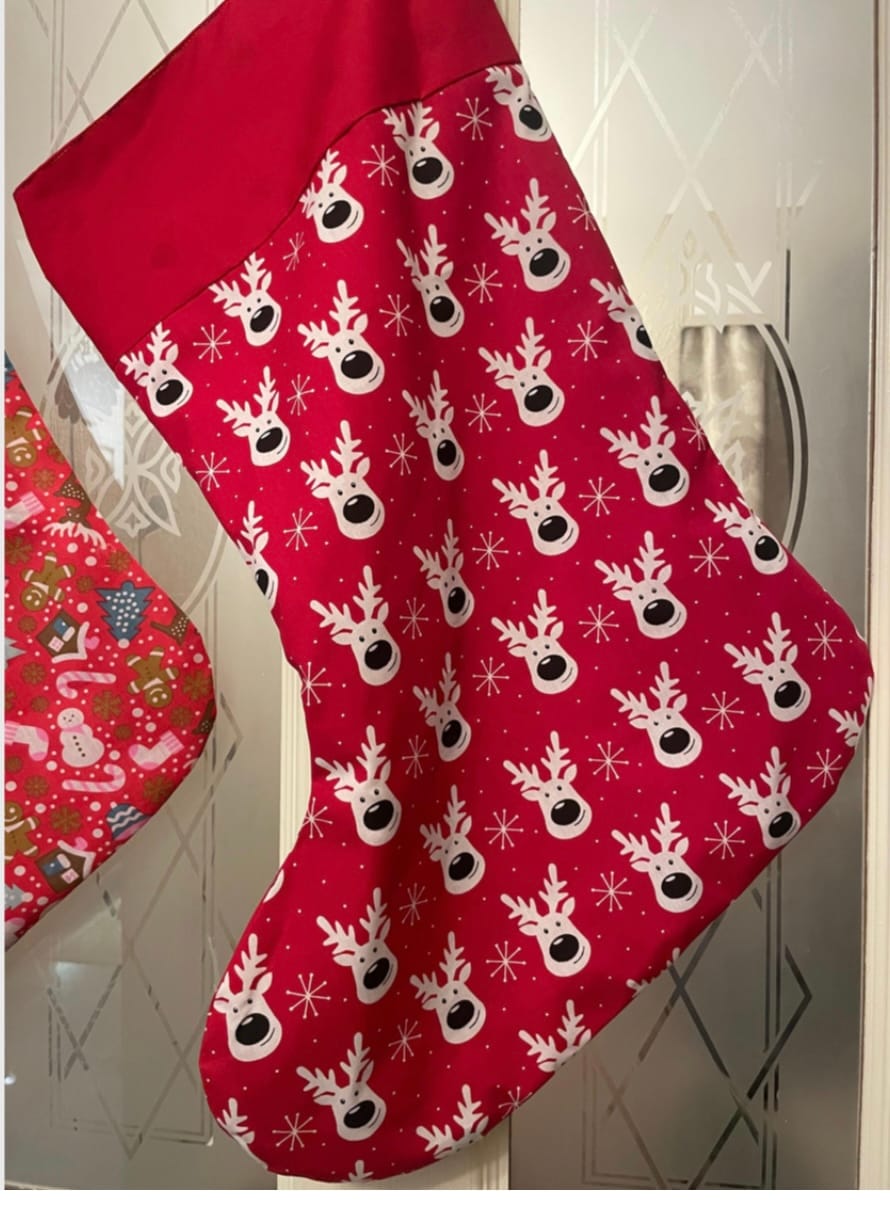 Customer photo review of White Reindeer Faces Polycotton Fabric