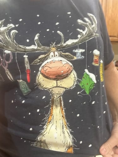 Customer photo review of The Reindeer Quilter T-shirt