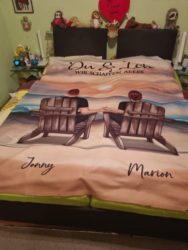 Customer photo review of Personalisierte Decke "Du und ich, wir schaffen alles - vertikal"