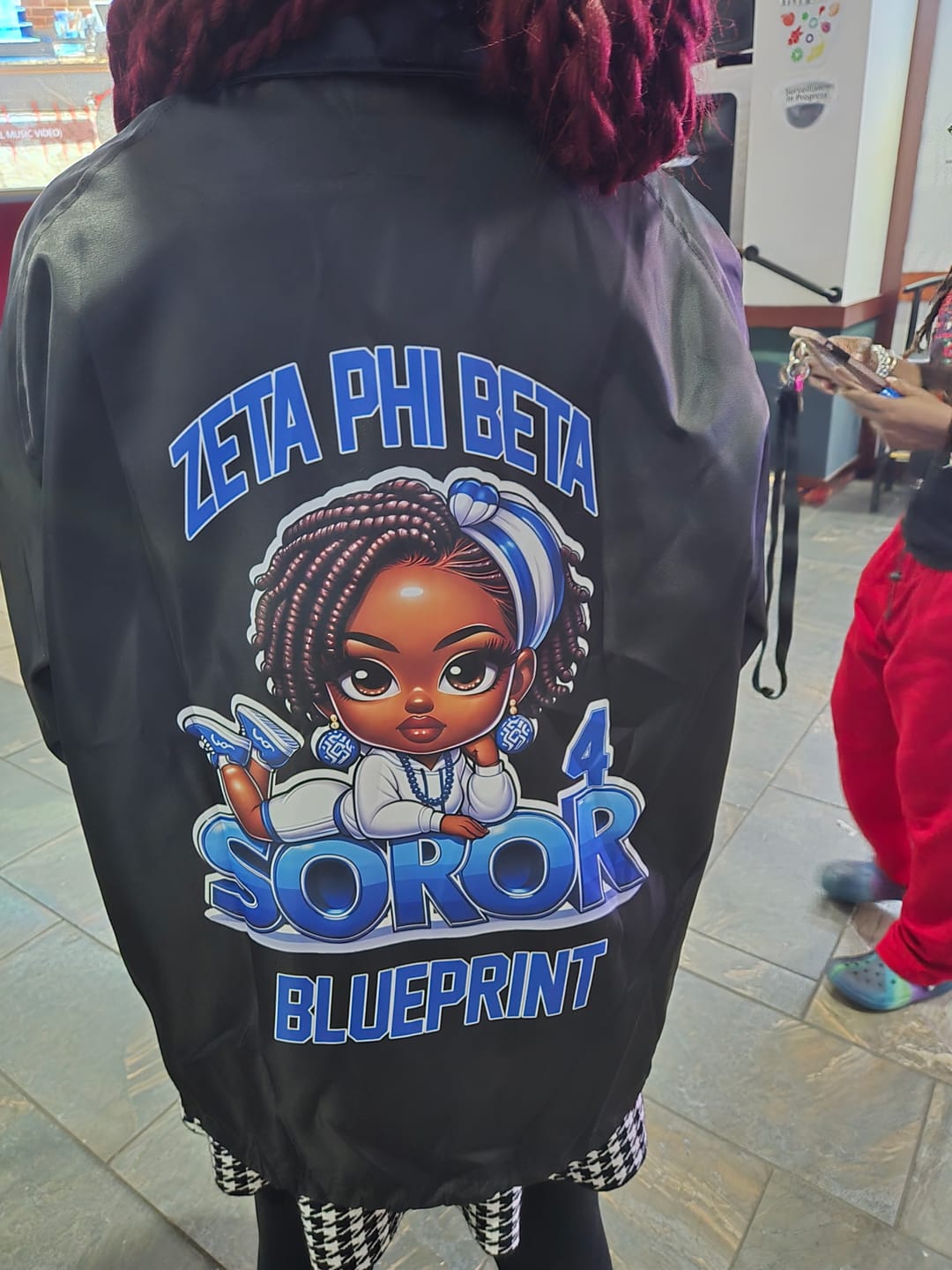 Customer photo review of Personalized Zeta Phi Beta Crossing Jackets Black The Blessed Zeta Soror Queen Style