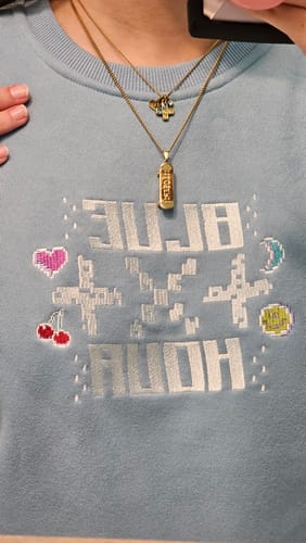 Customer photo review of TXT Blue Hour Crewneck Sweater