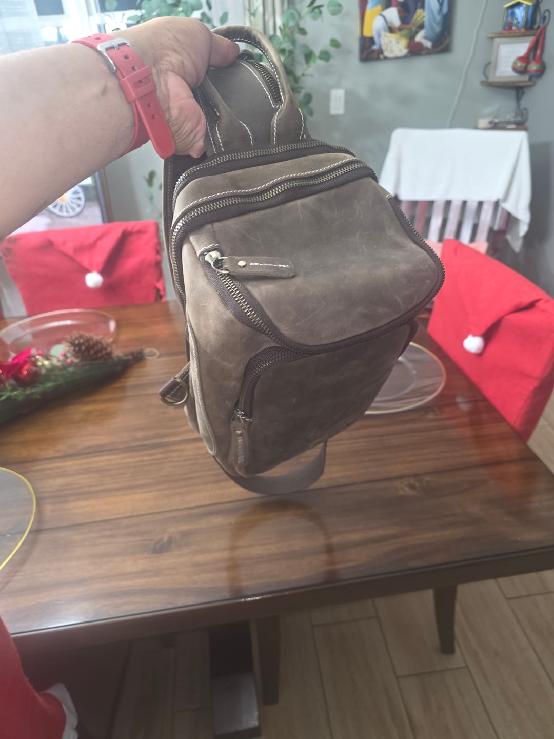 Customer photo review of Tabasco Buffalo Leather Sling Bag