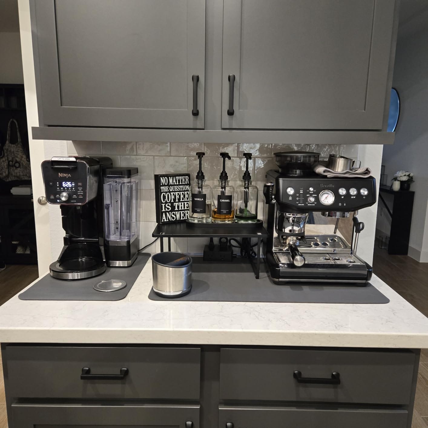 Customer photo review of Absorbent Coffee Bar Mat - Dark Gray