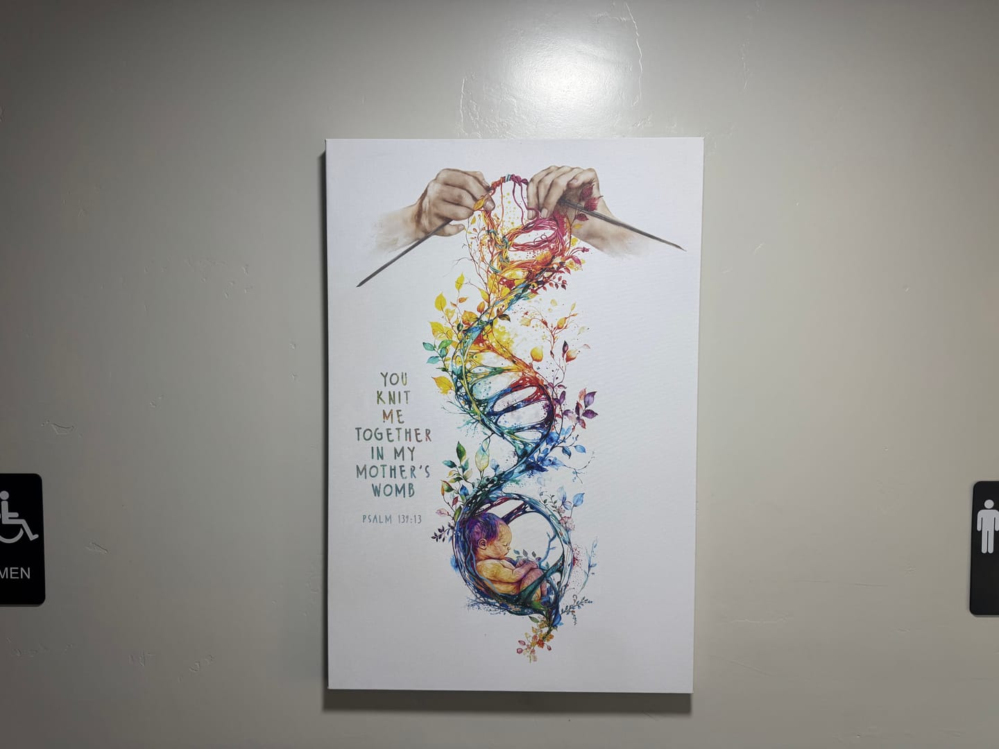 Customer photo review of You Knit Me Together In My Mother's Womb, Christian Artwork, Psalm 139:13 Wall Art Canvas