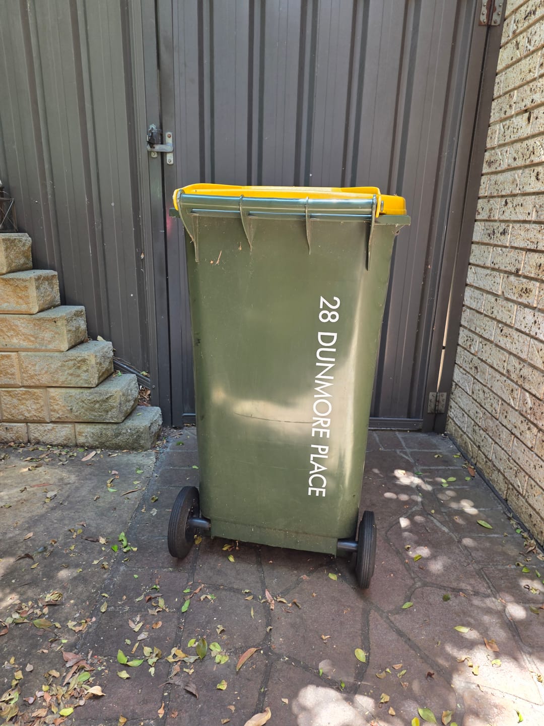 Customer photo review of Vertical Wheelie Bin Street Name & Number Sticker