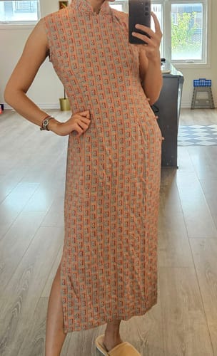 Customer photo review of Li Sha 丽莎 Lisa 1940s Midcentury Geometric Sleeveless Daily Qipao