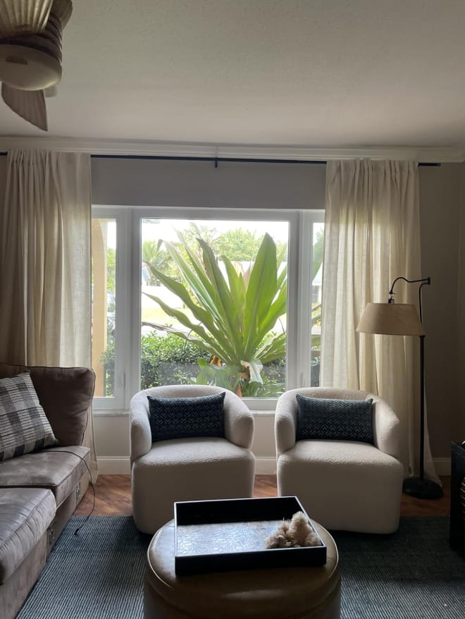 Customer photo review of Premium Herringbone Linen Curtains – Pinch Pleated, Light-Filtering Drapes for Living Room & Bedroom（Luma）