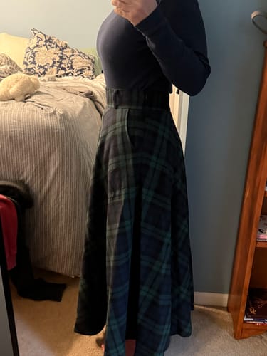 Customer photo review of Navy & Green Plaid Wool Maxi Skirt – Vintage A-Line Winter Skirt with Pockets 5258