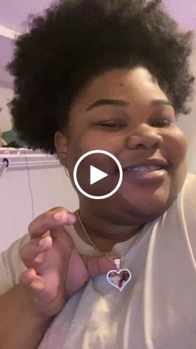 Customer video review of Personalized Diamond Studded Heart Colorful Photo Necklace