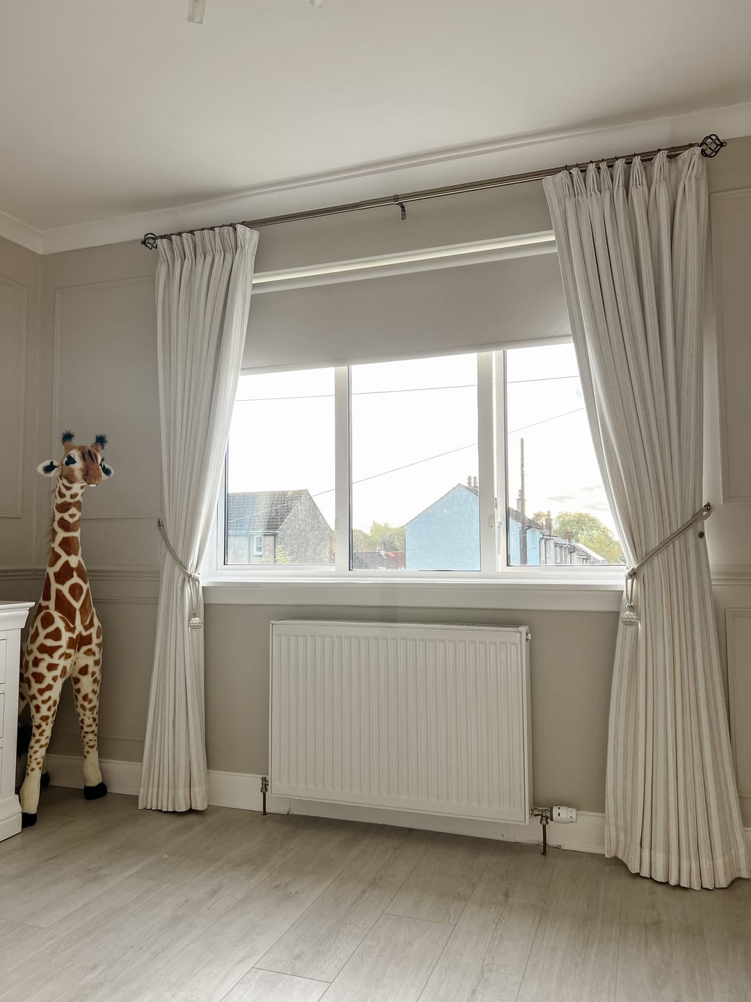 Customer photo review of Elegant Pinstripe Blackout & Light Filtering Curtains – Linen-Cotton Blend for Timeless Style in Living Rooms & Bedrooms (Willow)