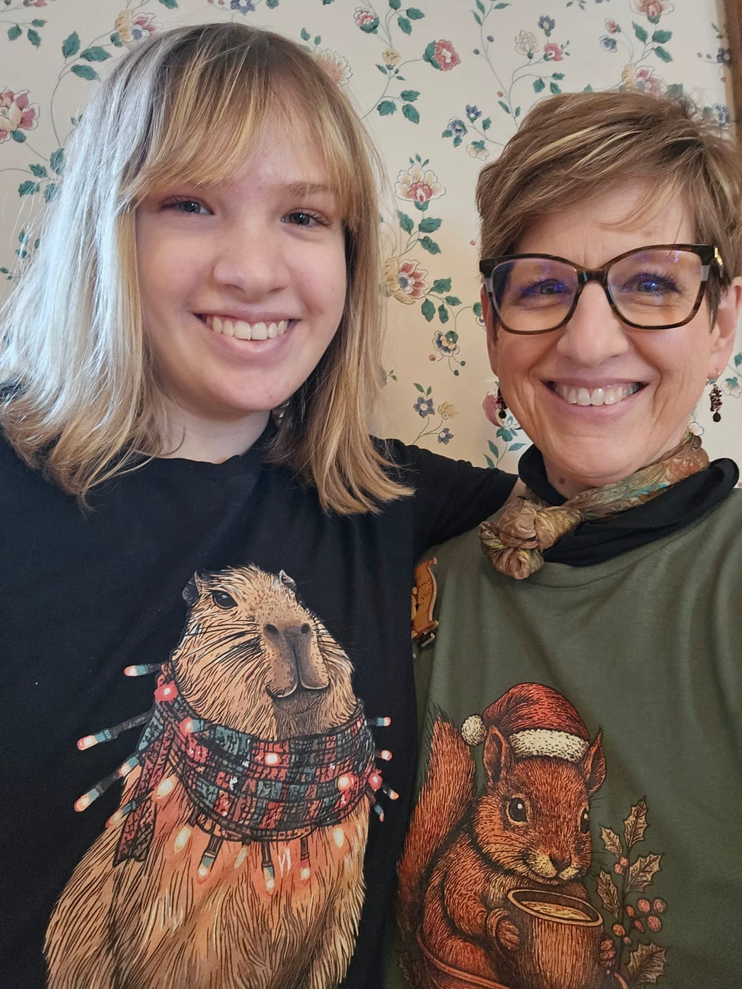 Customer photo review of Cozy Christmas Squirrel Tee