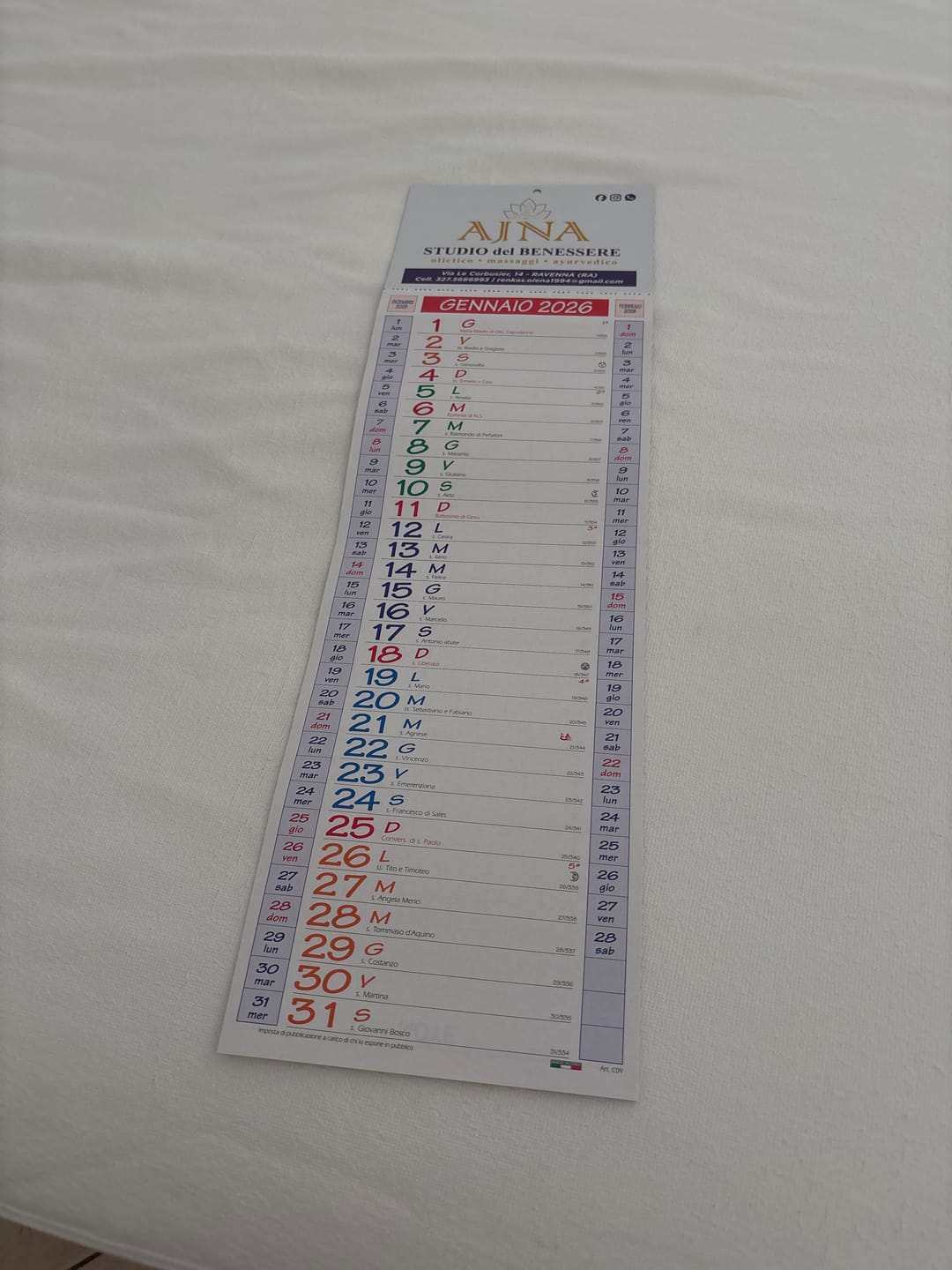 Customer photo review of Calendario Slim