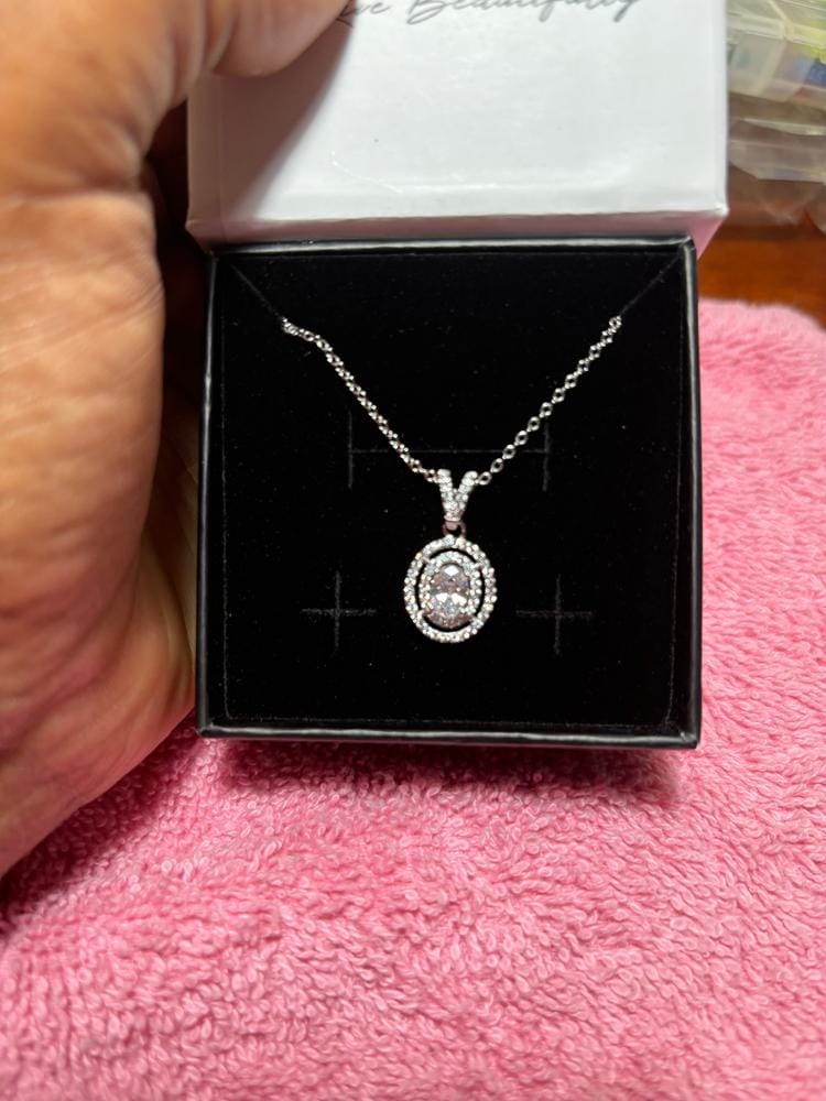 Customer photo review of Zelda 18k White Gold Plated Pendant Necklace with Simulated Diamond Crystals