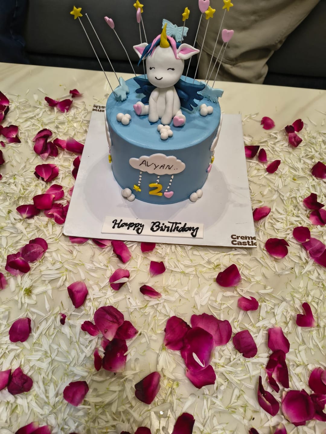 Customer photo review of Blue Unicorn Pony Design Cake