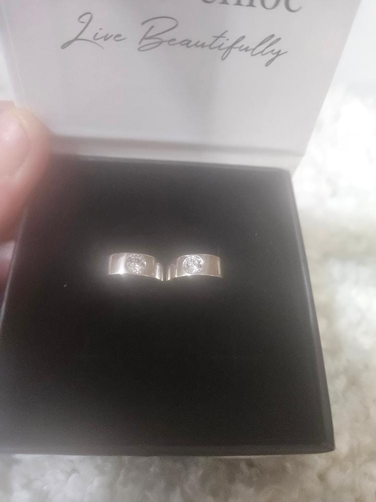 Customer photo review of Alana 18k White Gold Plated 14mm Small Hoop Earrings with Swarovski Crystals — Final Sale - Fab Fav