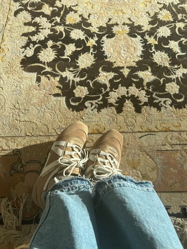 Customer photo review of SNEAKERINA TRAINERS IN BROWN AND WHITE SUEDE