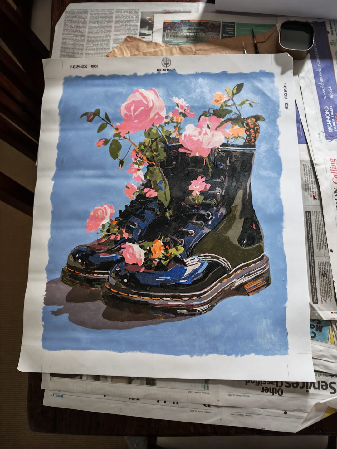 Customer photo review of Wildflowers in Boots | Paint by Number