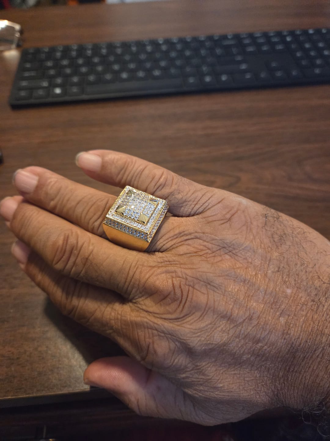 Customer photo review of Moissanite Square Paved Ring - 18K Vermeil - D Colour - VVS1