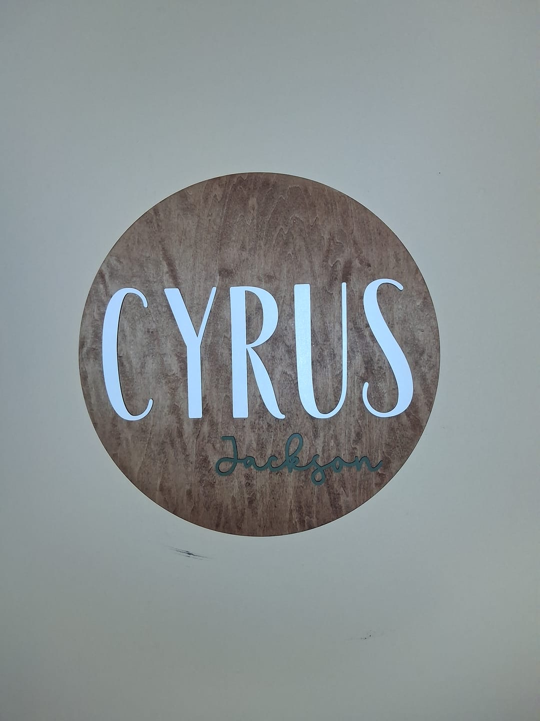 Customer photo review of Round Nursery Name Sign