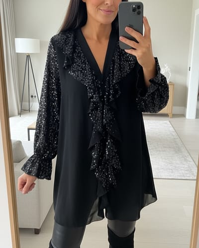 Customer photo review of Helfarget Løstsittende Bluser Med Rysjer