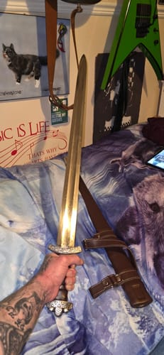 Customer photo review of Damascus Viking Sword - Sharp