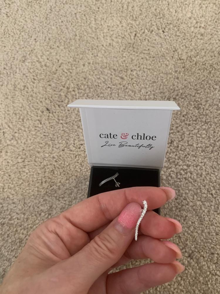 Customer photo review of Isabella 18k White Gold Plated Sterling Silver Ear Climber Earrings with Simulated Diamond Crystals