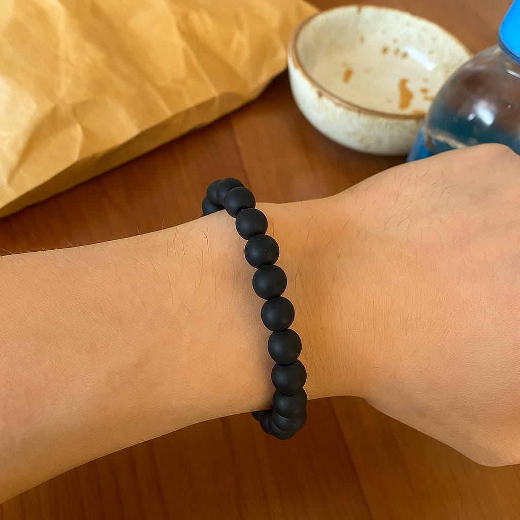 Customer photo review of Premium Natural Shaligram 8mm Bracelet, Vastu Remedy for Divine Protection, Prosperity & Lord Vishnu Blessings