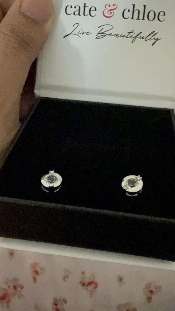 Customer photo review of Zara 18k White Gold Plated Stud Earrings with Round Cut Swarovski Crystals