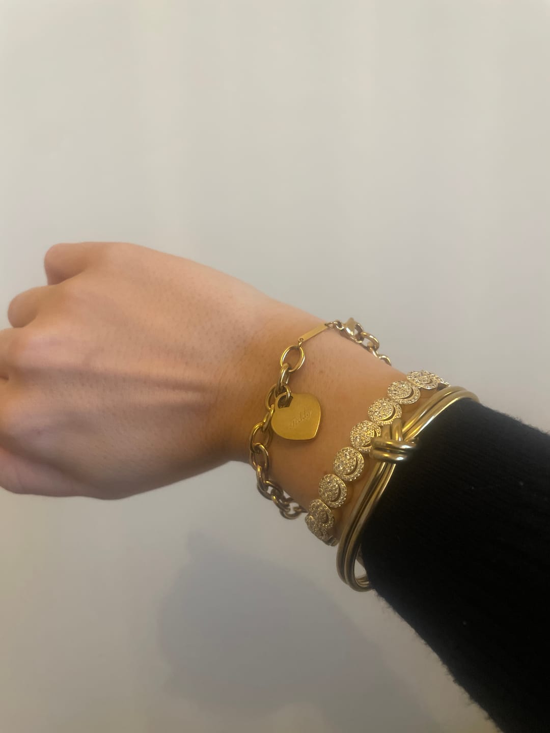Customer photo review of Classic Chunky Engravable Heart Bracelet