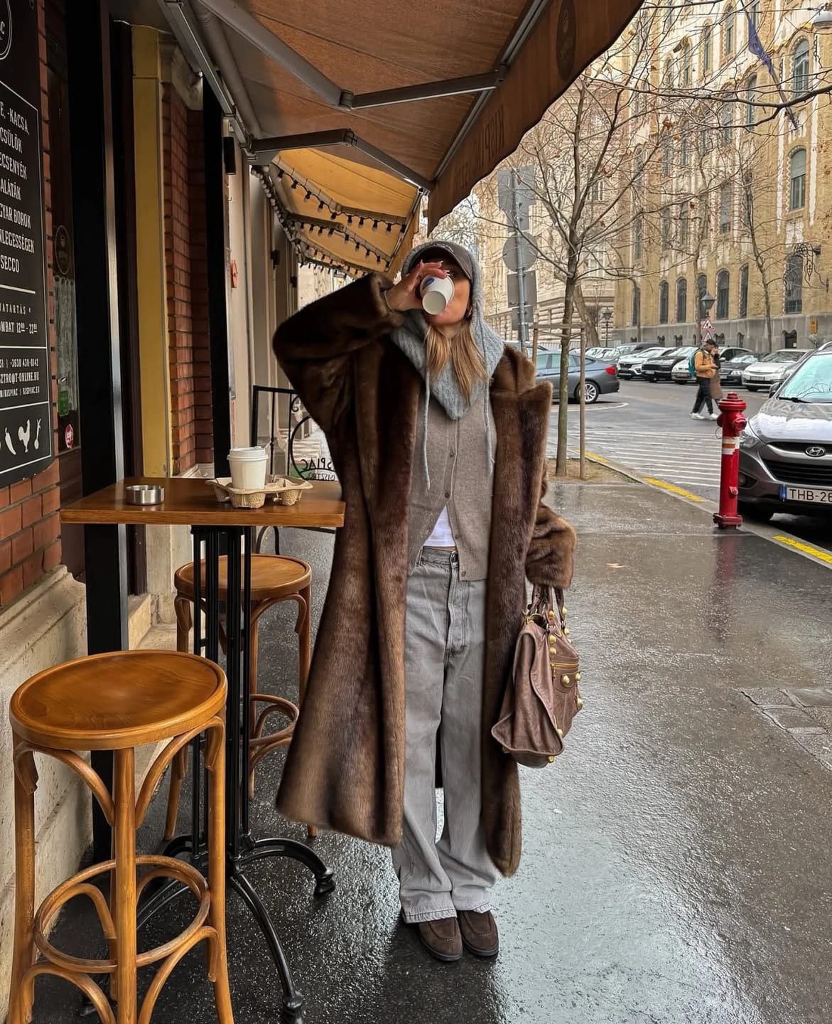 Customer photo review of Lucie Faux Fur Maxi Coat