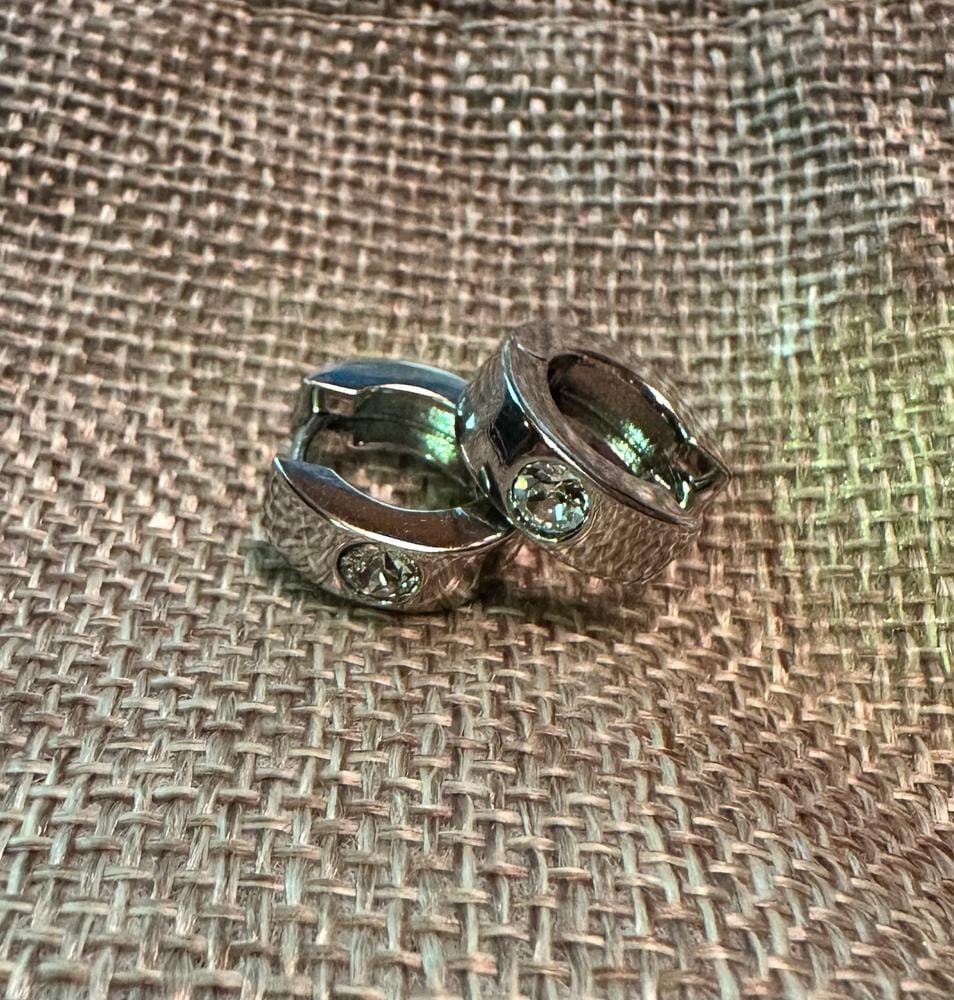 Customer photo review of Alana 18k White Gold Plated 14mm Small Hoop Earrings with Swarovski Crystals — Final Sale - Fab Fav
